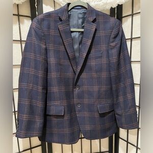 Stafford Signature plaid wool blazer, NAVY AND RED, SPORTS COAT, MENS SIZE 42S